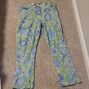 Gretchen Scott Designs Green and Blue Floral Stretch Pants